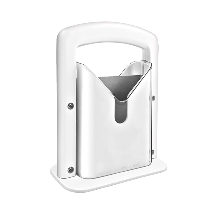 Yatytepo Bagel Slicer, Perfect for Bagels, Guillotine Cutter, Safety Shield, Stainless Steel (White)