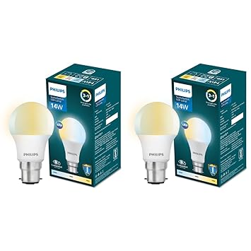 PHILIPS 14-Watt B22D LED Bulb | 3 Colours in 1 LED Bulb | Scene Switch Bulb for Home & Decoration | Colour : Tunable White, Pack of 2