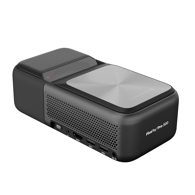 ZEBRONICS PIXAPLAY PRO 500, Ultra Short Throw, Smart Projector, 12500 Lumens, 90 Inch Screen Size