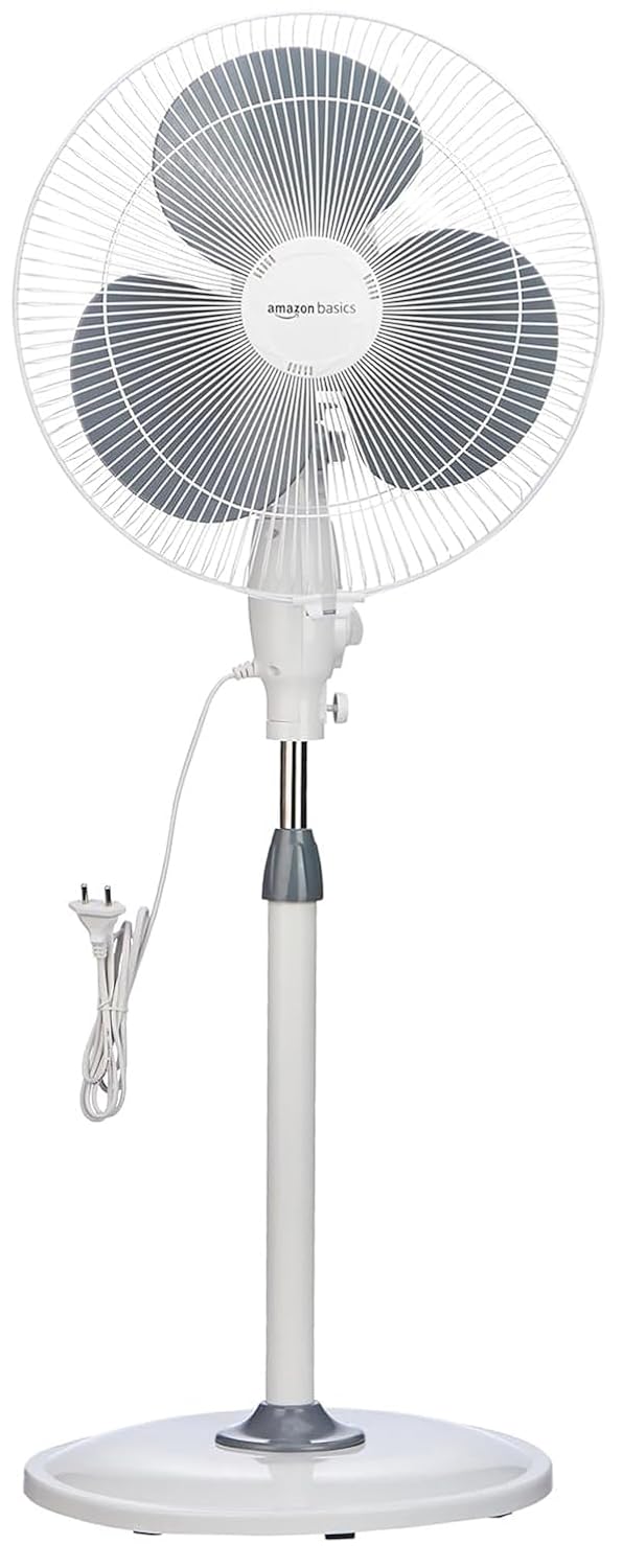 amazon basics 16-Inch Pedestal Fan | Tilting Head | 1400 RPM | Silent Operation| 400mm Sweep Length