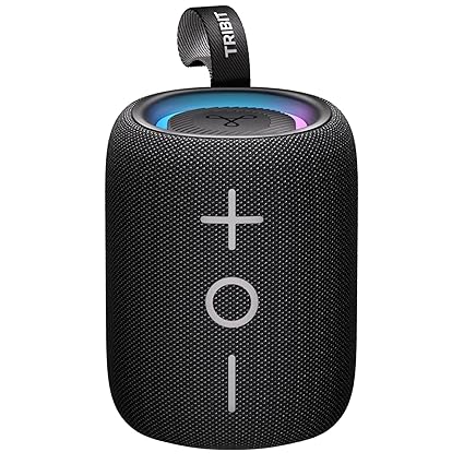 Tribit StormBox Mini 12W 5.4 Bluetooth Wireless Speaker,360°Surround Sound,Built-in XBass,LED Lights,12H Playtime,IPX7 Waterproof,TWS Pairing,Type-C,Portable for Home/Outdoor/Travel Black