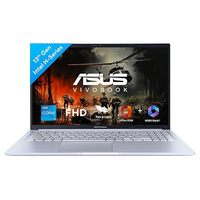 ASUS Vivobook 15,Smartchoice,13th Gen,Intel Core i5-13420H(Intel UHD iGPU/16GB RAM/512GB SSD/FHD/15.6"/60Hz/Windows 11/M365 Basic (1Year)*/Office Home 2024/Cool Silver/1.70 kg) X1502VA-BQ835WS