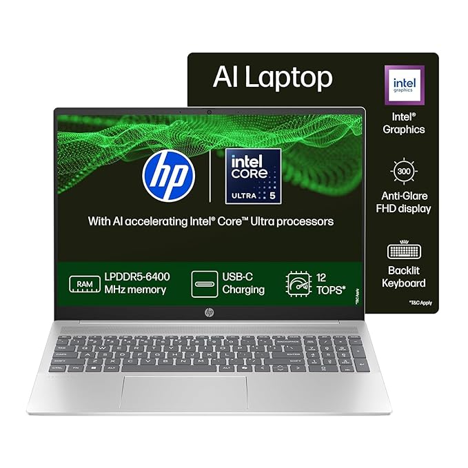 HP Pavilion 16, Intel Core Ultra 5 125U (14th Generation) 16 GB LPDDR5-6400,1TB SSD,16-inch (40 cm), WUXGA, 300 nits, 1080p FHD IR Camera, Backlit Kb, (Win 11 + Office, Silver, 1.77 kg), 16-af0056TU