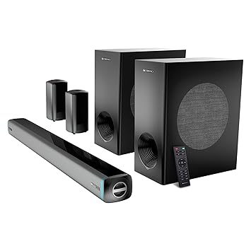 ZEBRONICS Juke bar 9550 pro 5.2 Soundbar (625 Watts), Dolby Audio, Dual Wireless Subwoofer & Wired Satellite, BT v5.3, HDMI ARC, Optical, Powerful Bass, RGB LED Lights, Wall Mountable, Silver